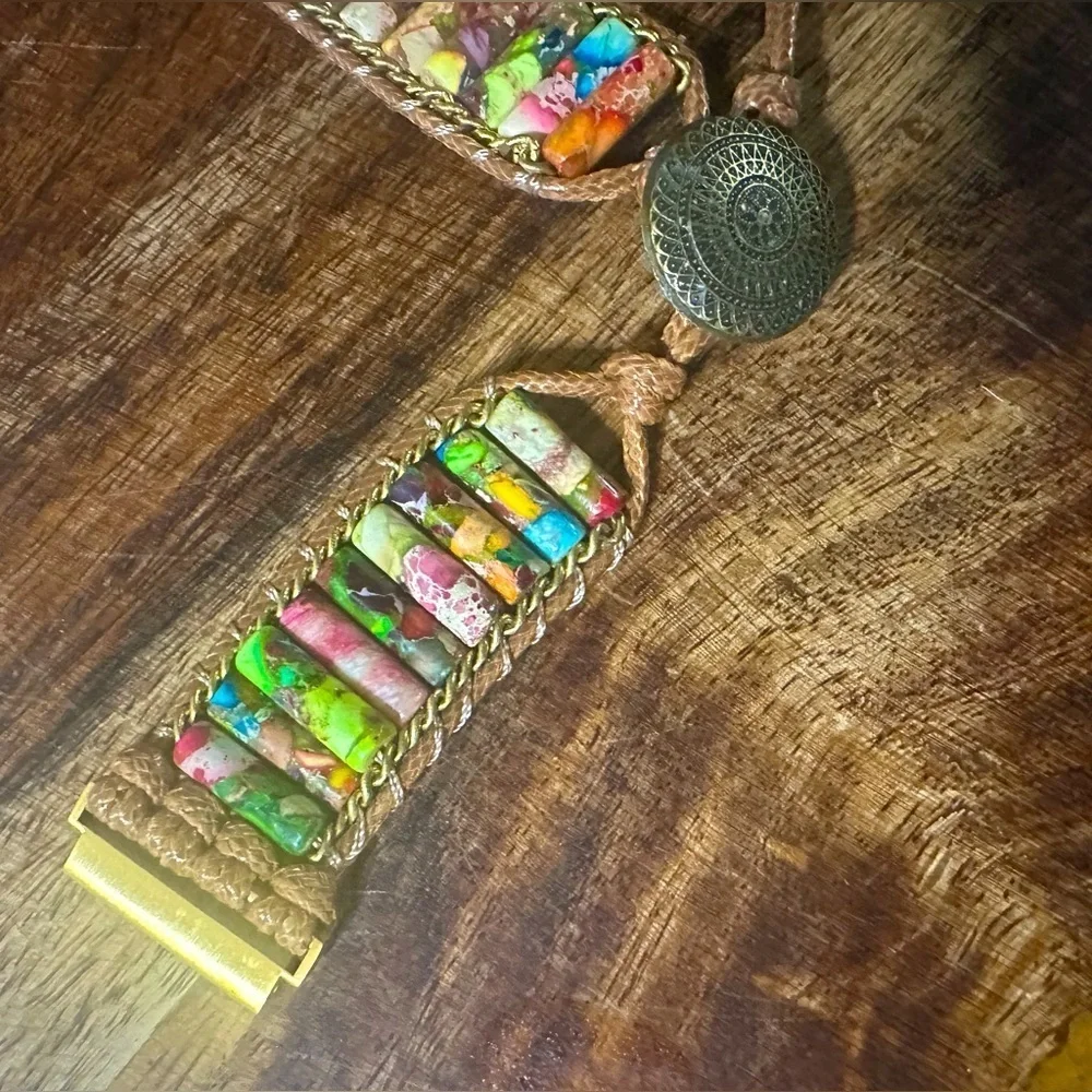 Rainbow Jasper 20mm Smartwatch band for wrist 5-6.5 inches.